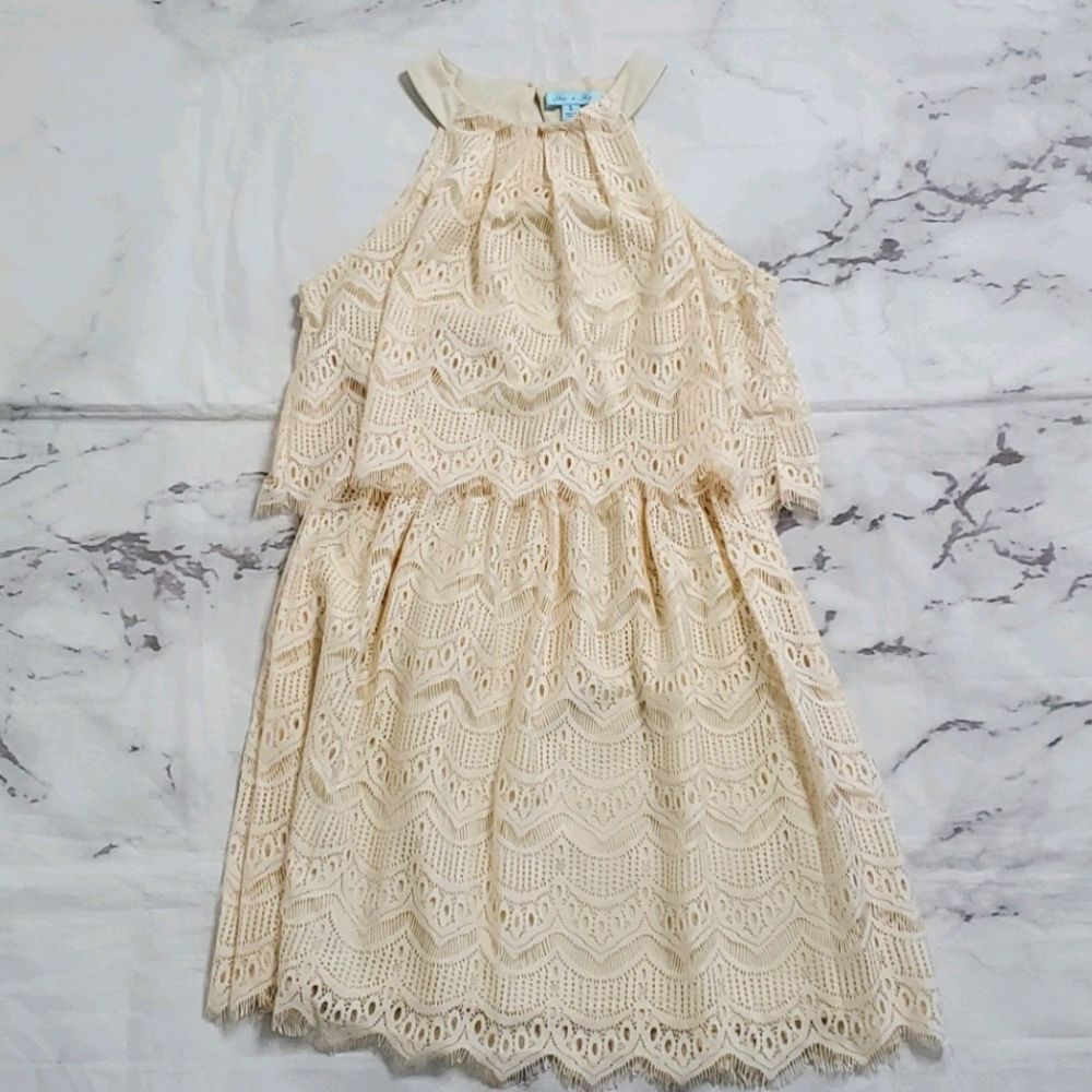 She+Sky Lace Halter dress